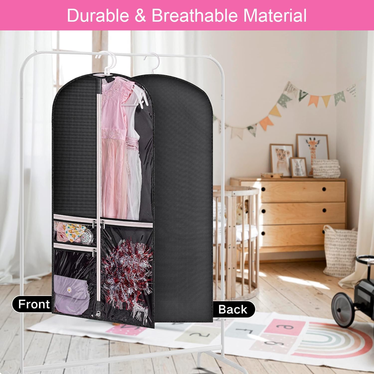 Set di Sacche per Costumi e Danza – Pacco da 5 con Tasche Trasparenti e Flap Pieghevole (Compra 1, Prendi 1 GRATIS)