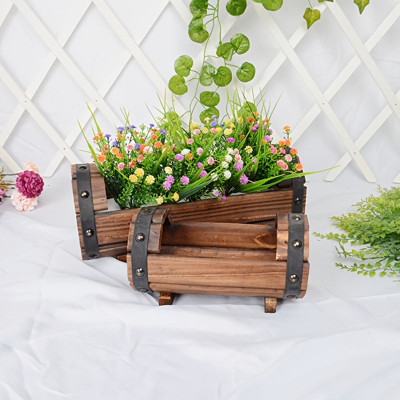 Set di Vasi in Legno Vintage – Un Colpo d'Occhio Audace per Interni ed Esterni