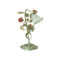 Flared metal bedside lamp Pastoral 1/2 lights Green bedside lamp with floral decoration