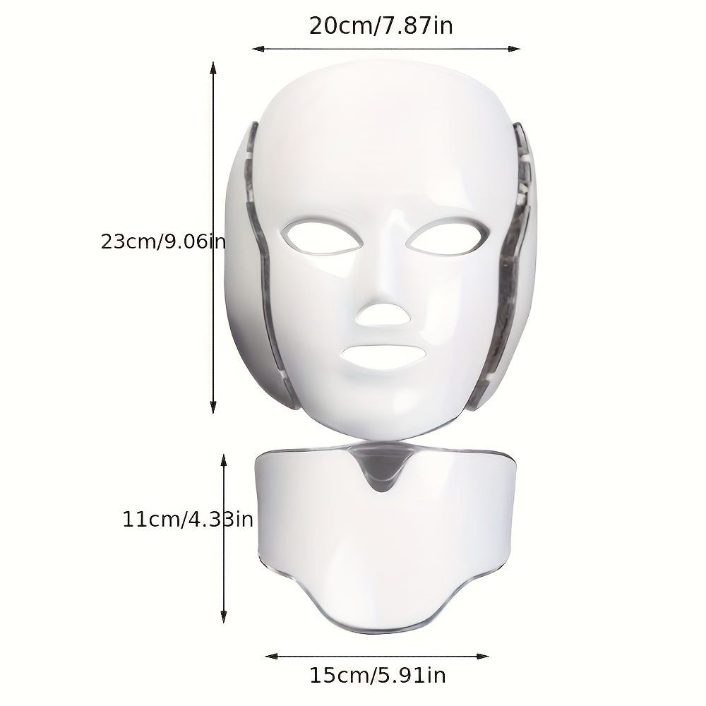 Maschera per il Viso e il Collo a LED 7 Colori – Dispositivo per la Cura della Pelle Ricaricabile USB