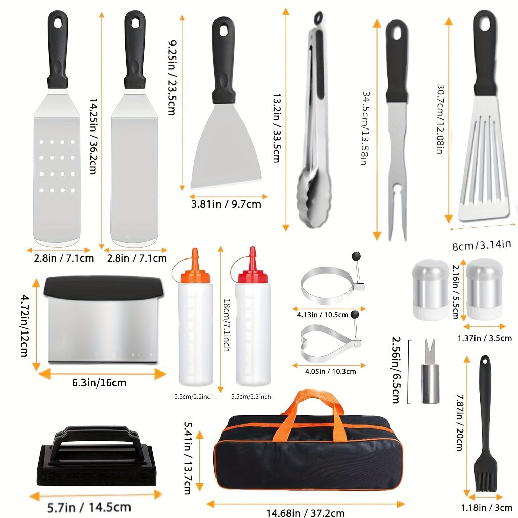 Set di Utensili per BBQ in Acciaio Inossidabile da 20 Pezzi – Tutto Ciò di Cui Hai Bisogno per il Perfetto Barbecue