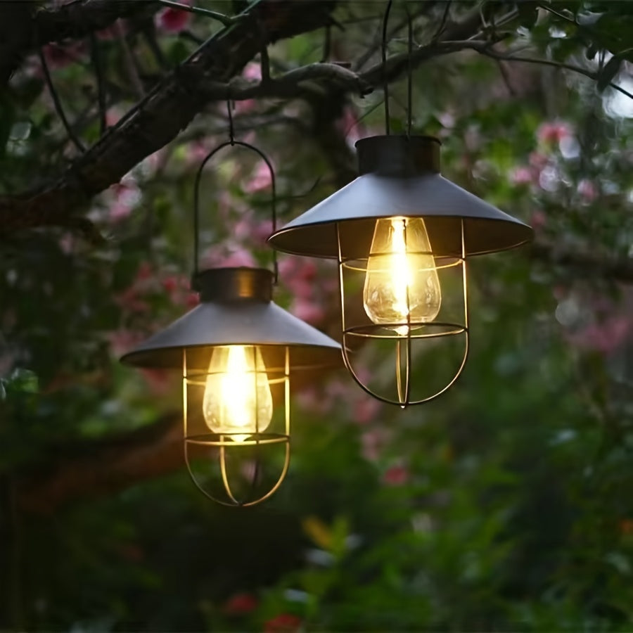 Set di 2 Lanterna Solari Retro – Lampade Vintage per Giardino e Balcone