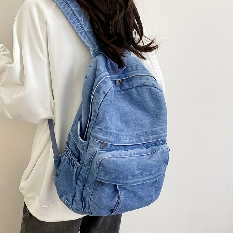 Zaino Casual in Denim – Borsa da Viaggio Trendy e Versatile per Uomini e Donne