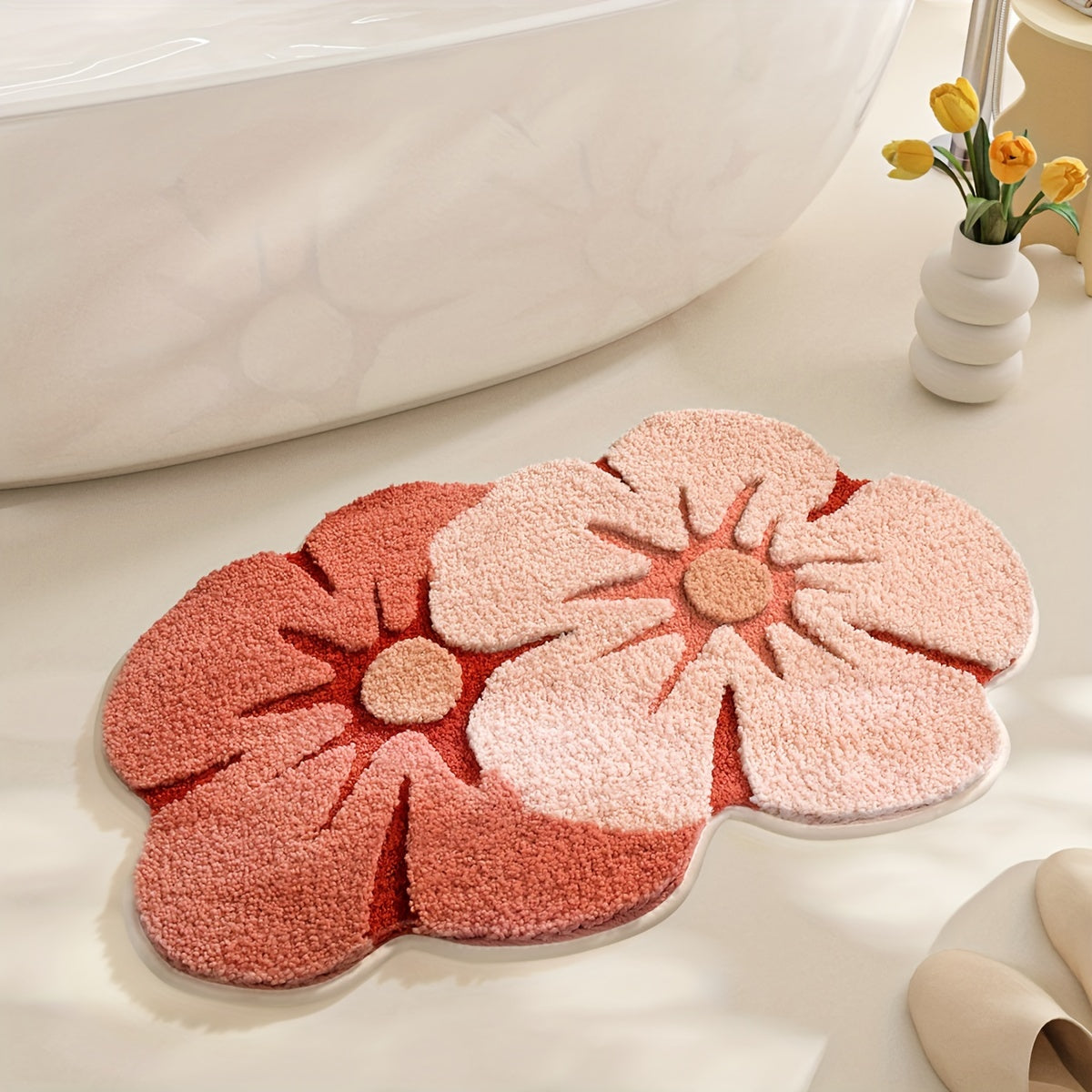 Tappeto da Bagno Fluffy Floral – Assorbente e Morbido per Maggiore Comfort