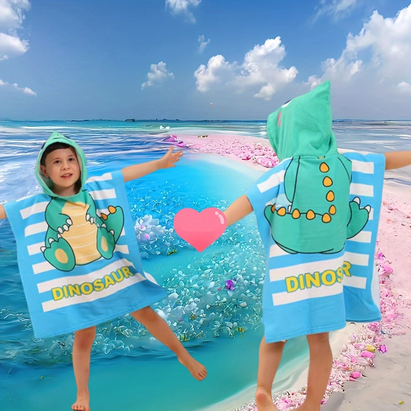 Asciugamano da Spiaggia per Bambini con Dinosauri e Pirati – Morbido Mantello da Bagno con Cappuccio