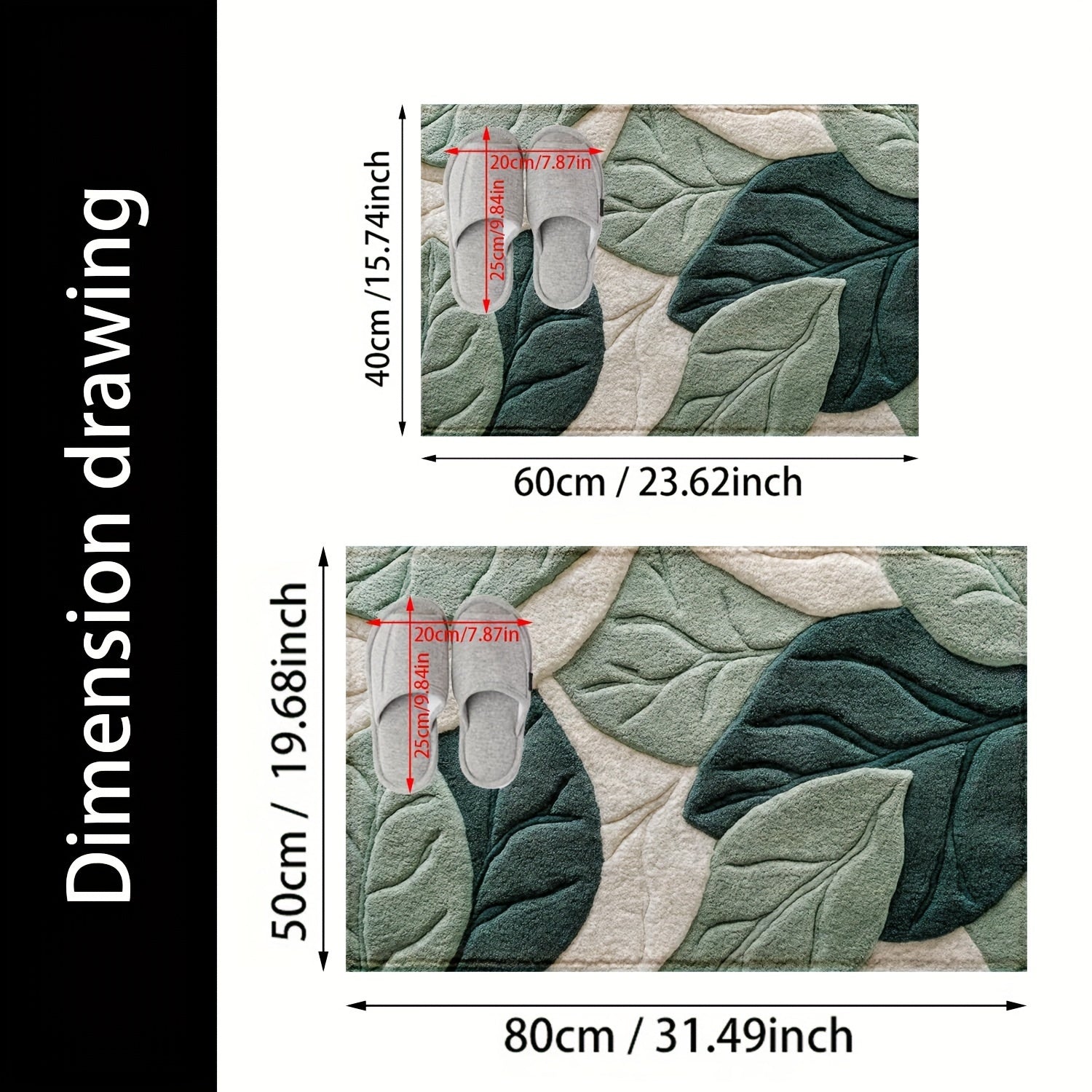 Tappeto da Bagno Foglia – Assorbente, Morbido e Confortevole per il Bagno