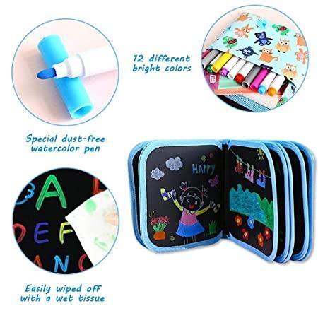 Libro di Apprendimento e Disegno Riutilizzabile per Bambini – Include 12 Pennarelli