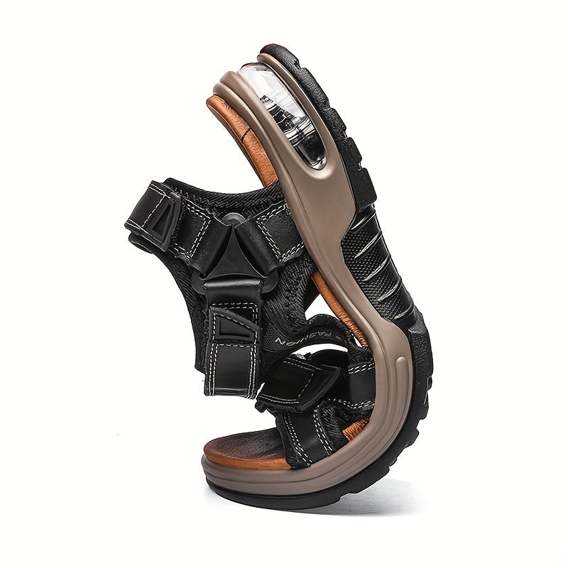 Sandali da Spiaggia in Pelle Premium per Uomo – Regolabili e Ammortizzanti