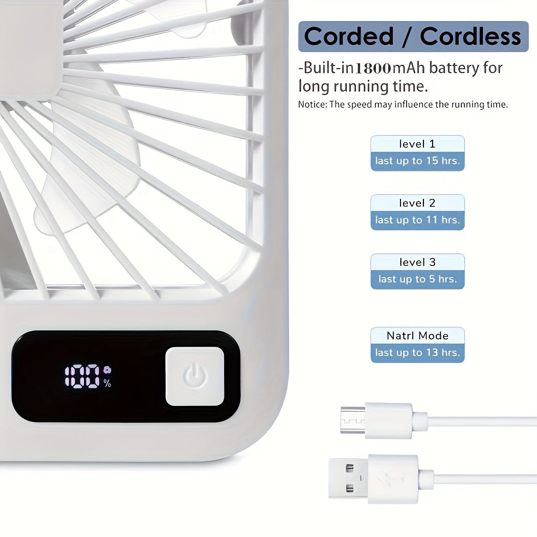 Ventilatore da Scrivania Portatile Eritex – Pieghevole con 5 Impostazioni di Velocità