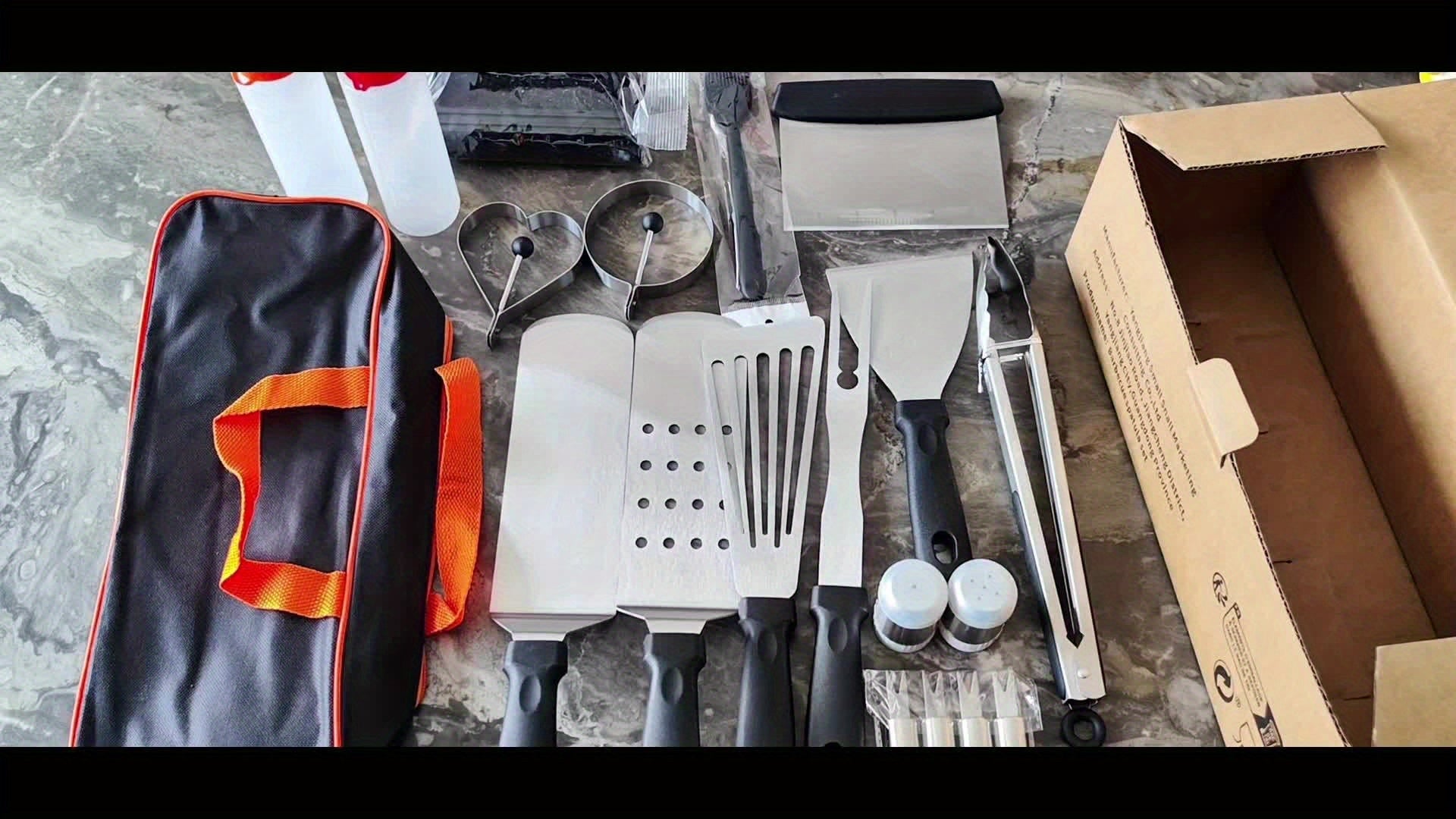 Set di Utensili per BBQ in Acciaio Inossidabile da 20 Pezzi – Tutto Ciò di Cui Hai Bisogno per il Perfetto Barbecue