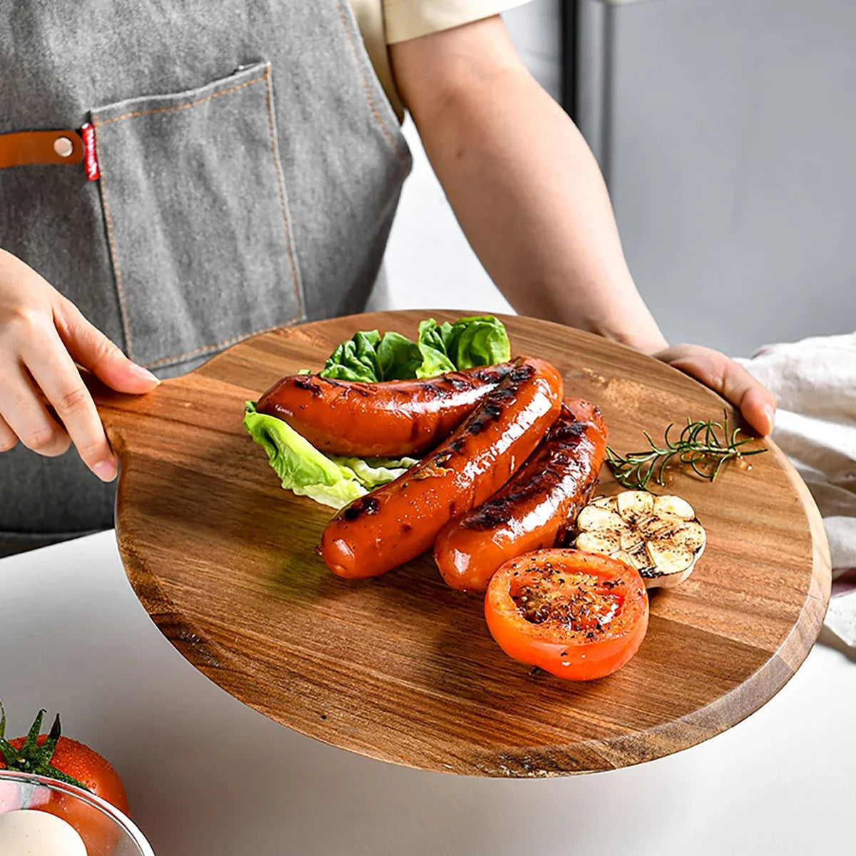 Tagliere e Vassoio Rotondo in Legno di Acacia - Sienna