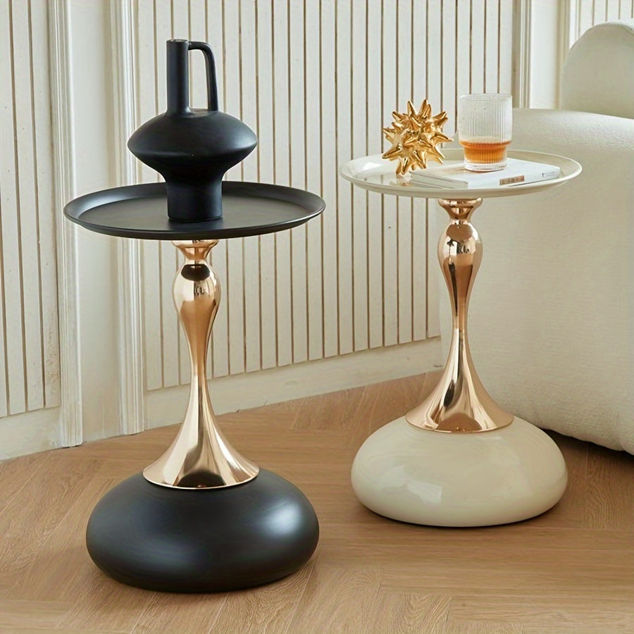 Tavolino Laterale Ningqin Oro-Bianco – Design Compatto e Chic