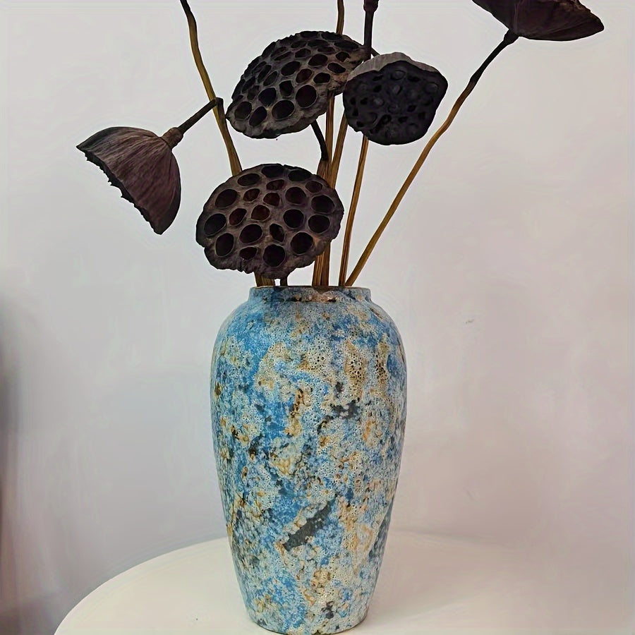 Vaso Ceramico Vintage Unico – Terracotta Blu Fatta a Mano per un Aspetto Autentico