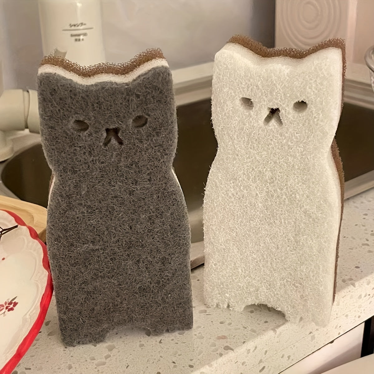 Set di Spugne a Forma di Gatto Purrfect Clean – Durevoli, Carine e Super Funzionali