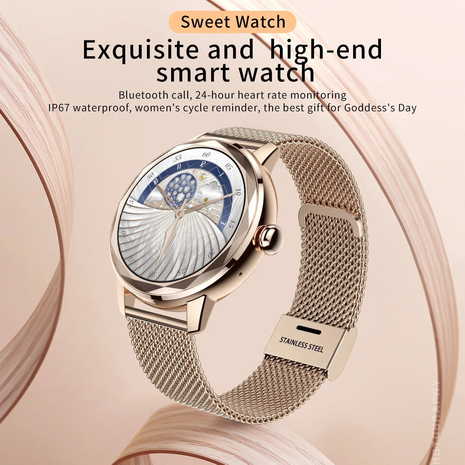 Orologio Smart da Donna Smart Gold – Orologio Sportivo di Lusso in Acciaio Inossidabile
