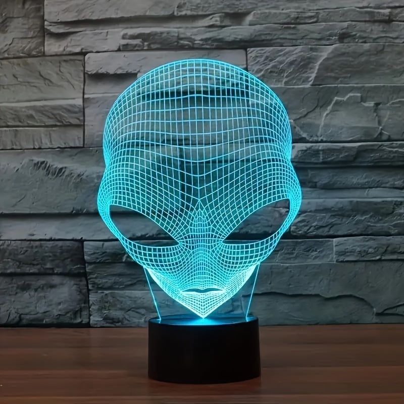 Lampada da Tavolo LED 3D Testa di Alieno con 7 Colori - Lunaris