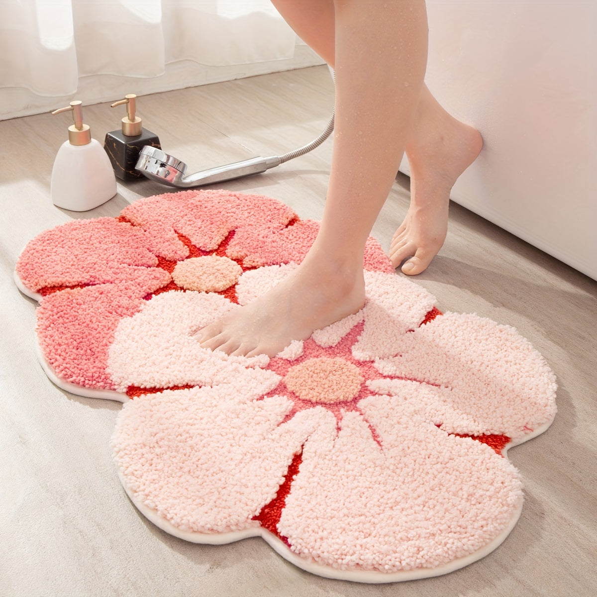 Tappeto da Bagno Fluffy Floral – Assorbente e Morbido per Maggiore Comfort