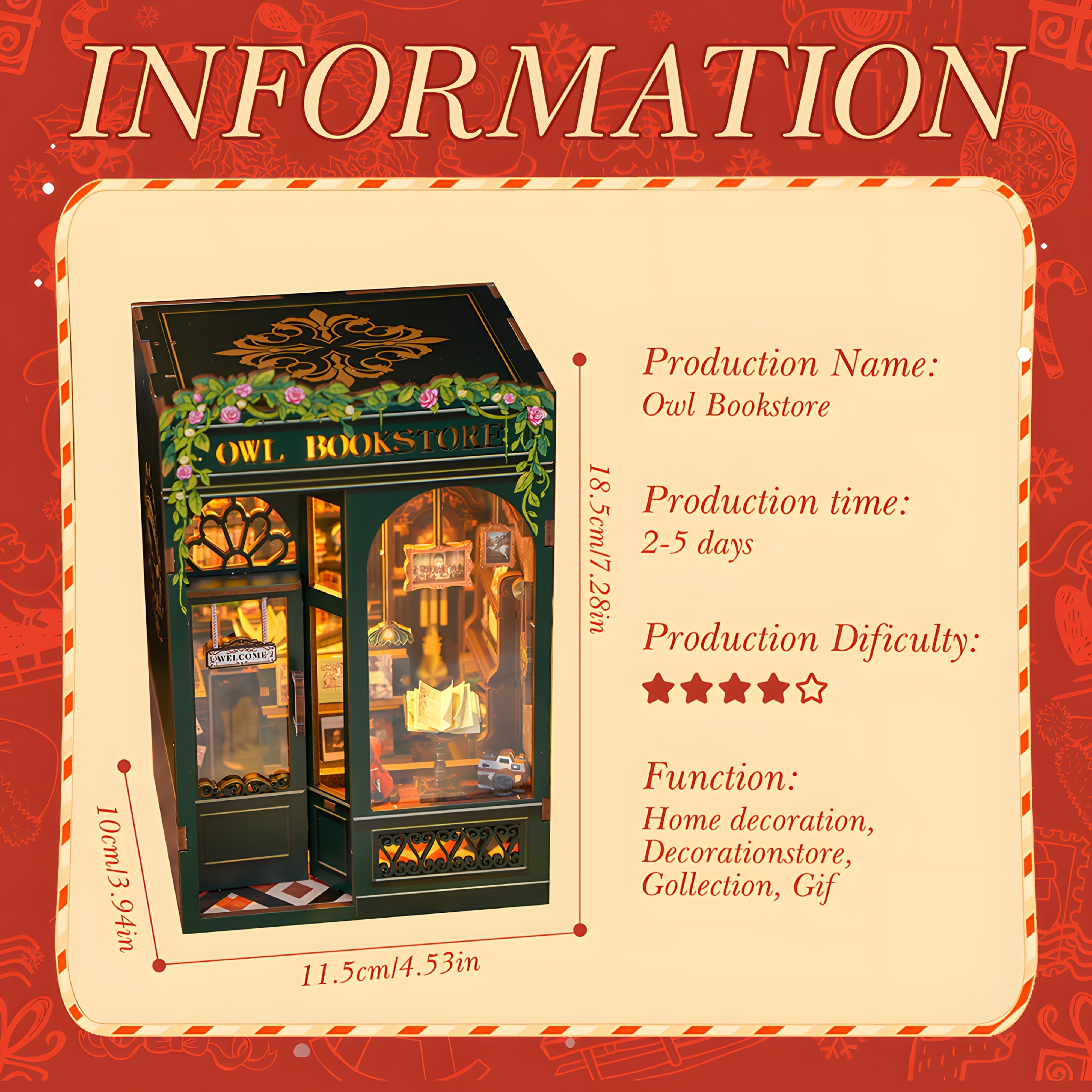 Negozio di Libri Miniatura Fai-da-te – Kit in Legno 3D con Illuminazione per Decorazione Creativa