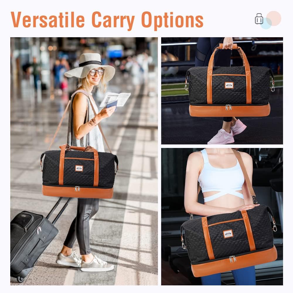 Borsa da viaggio impermeabile da weekend da 50L con scomparti per articoli da toeletta e scarpe