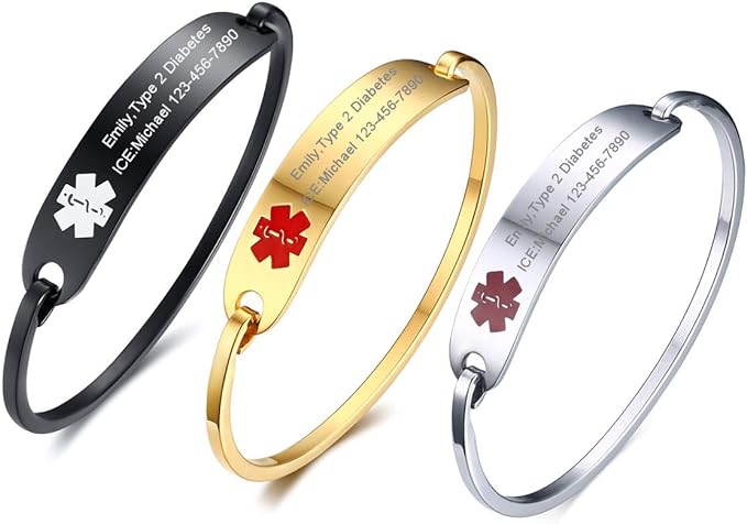 Bracciale MedAlert OpulentShield | Bracciale Personalizzato per Allerta Medica in Emergenze