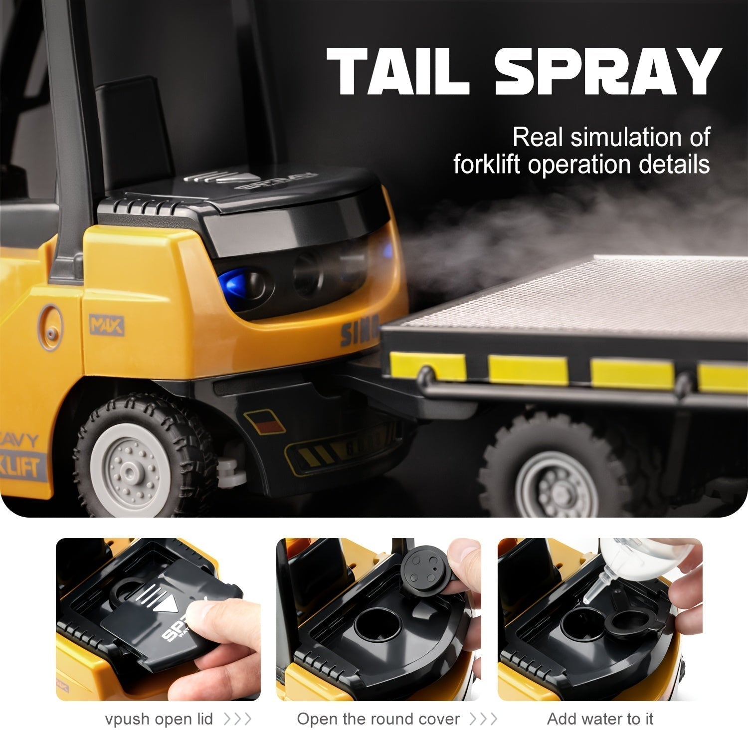 Carrello Elevatore a Controllo Remoto Heavy Duty – Scala 1:24 con Luci e Rimorchio