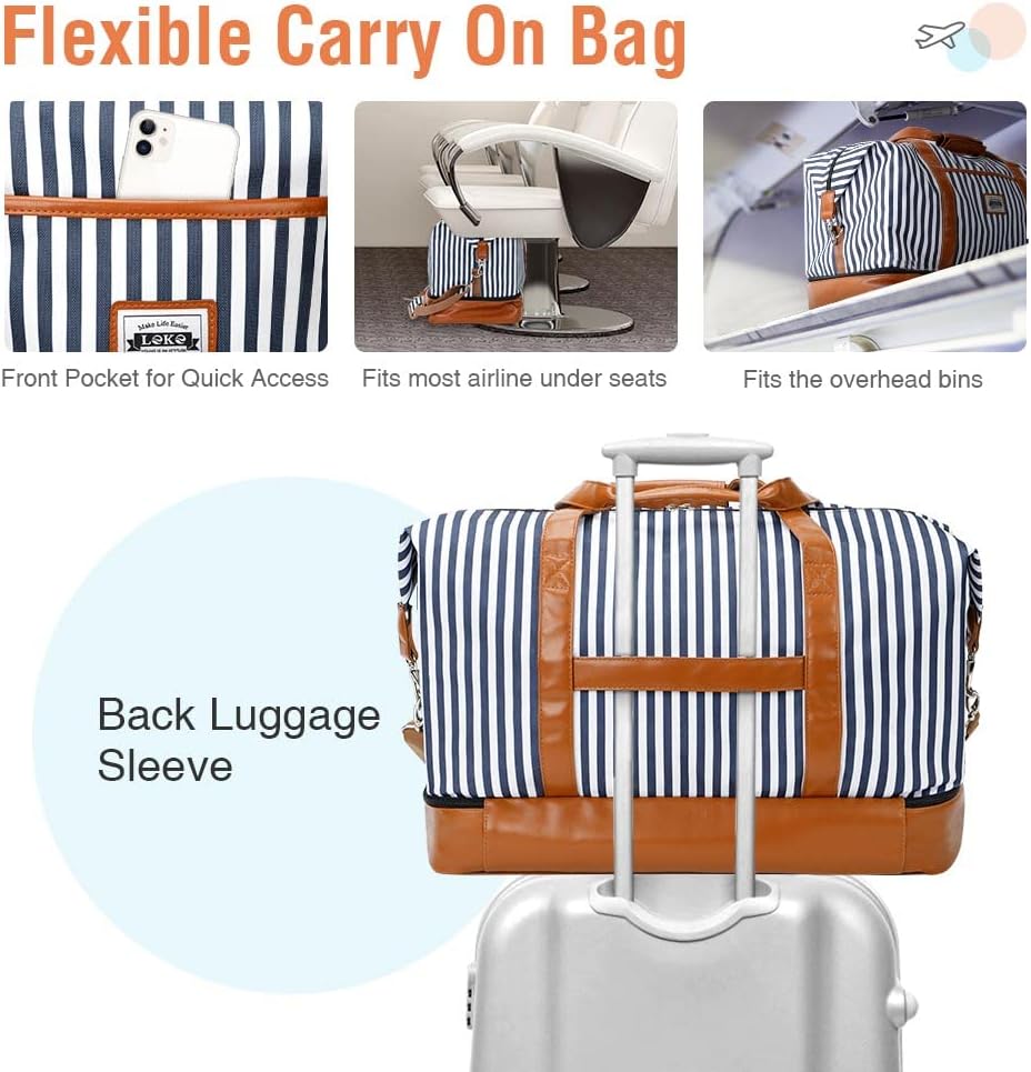 Borsa da viaggio impermeabile da weekend da 50L con scomparti per articoli da toeletta e scarpe