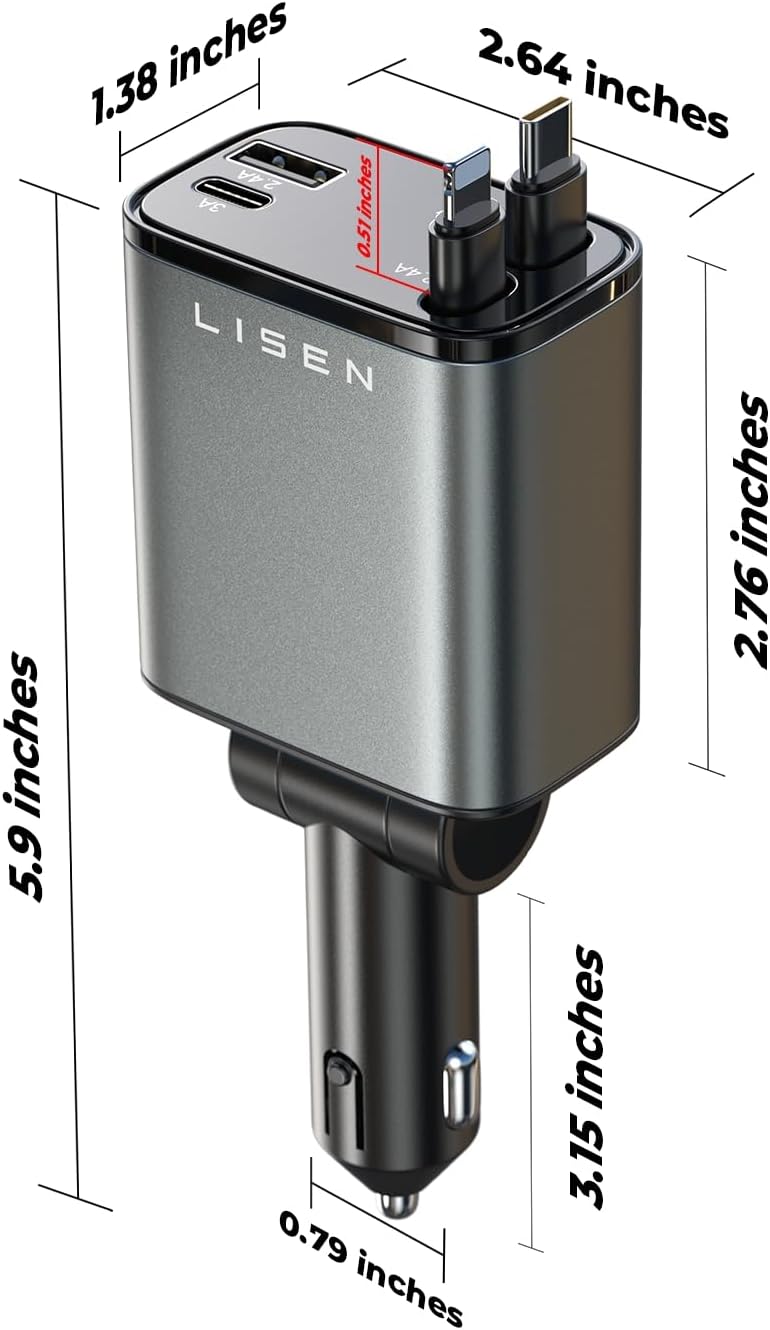 Caricatore da Auto Retrattile 69W USB C