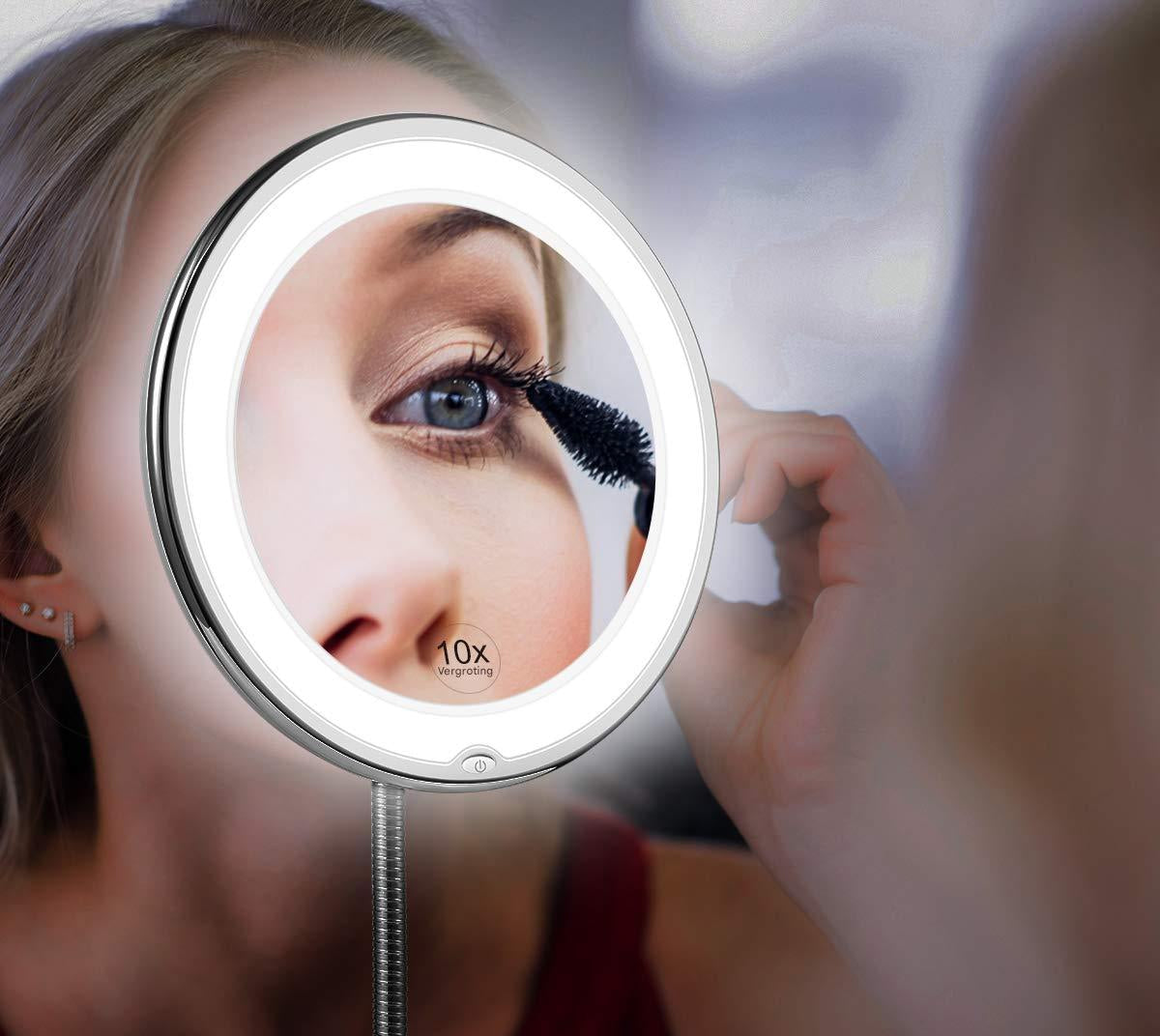 Specchio ingranditore a LED con collo d'oca flessibile – Claravue