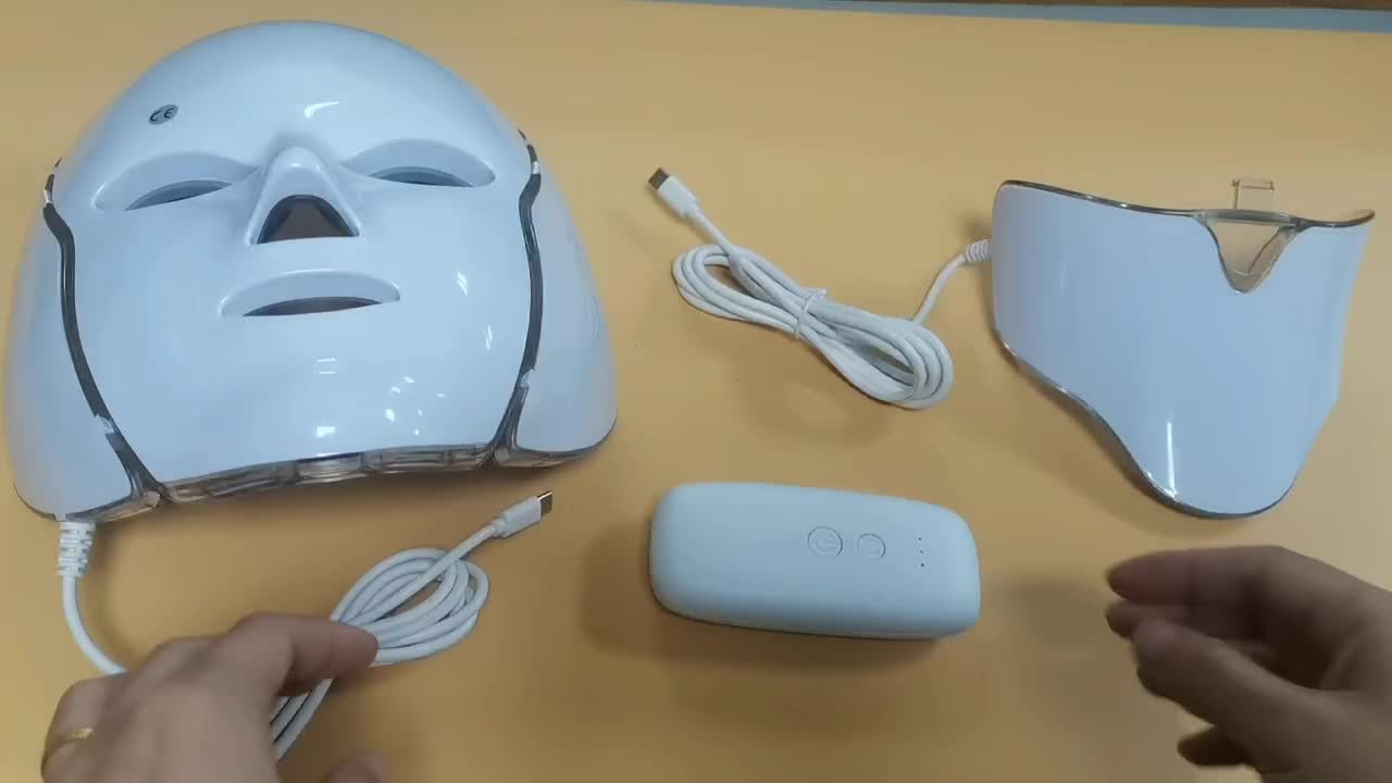 Maschera per il Viso e il Collo a LED 7 Colori – Dispositivo per la Cura della Pelle Ricaricabile USB