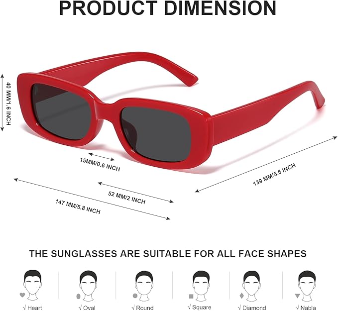 Occhiali da sole rettangolari retro Y2K per l'estate 2025 - Aria