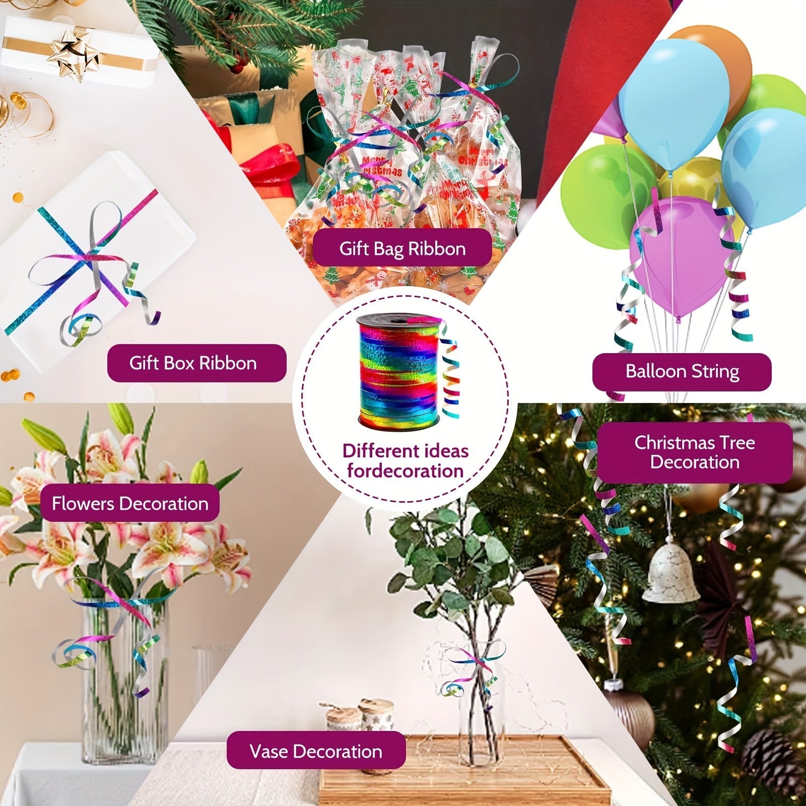 Set di Nastro Curling Olografico – Perfetto per Decorazioni di Feste e Incarti Regalo