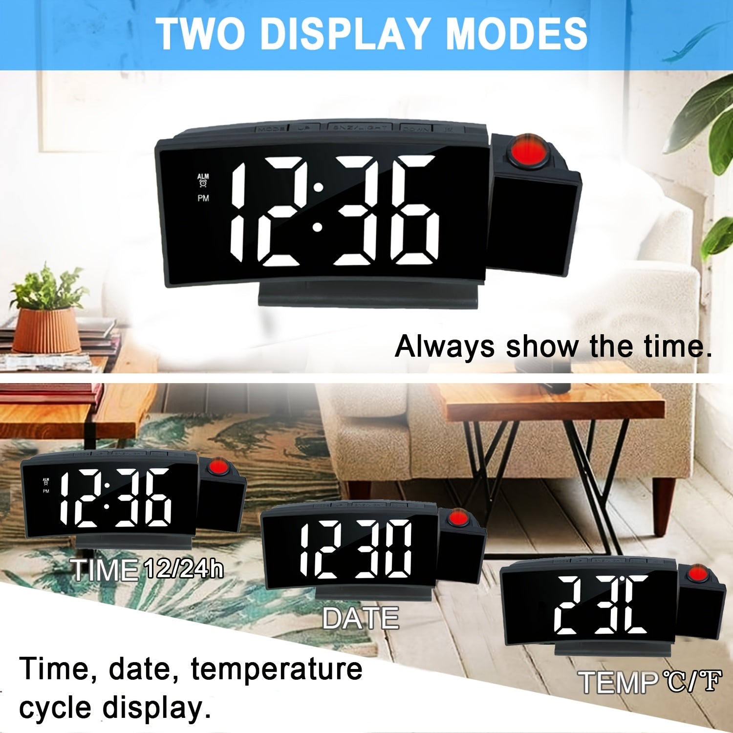 Orologio Sveglia Digitale – Display LED e Funzione Snooze con Luminosità Regolabile