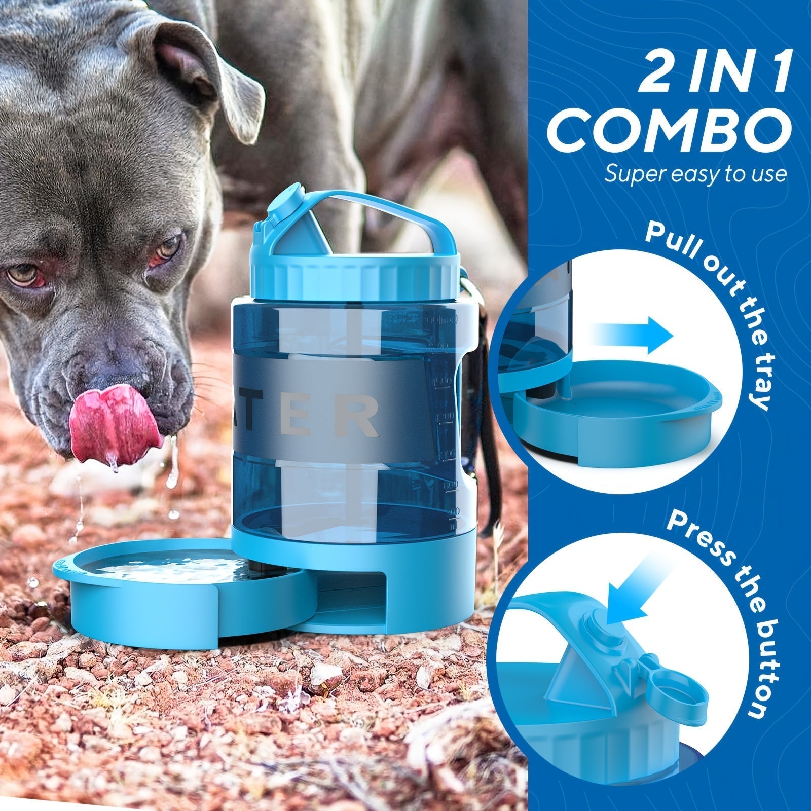 Bottiglia d'Acqua per Cani di Grande Capacità 74oz – Ciotola Portatile per Avventure all'Aperto