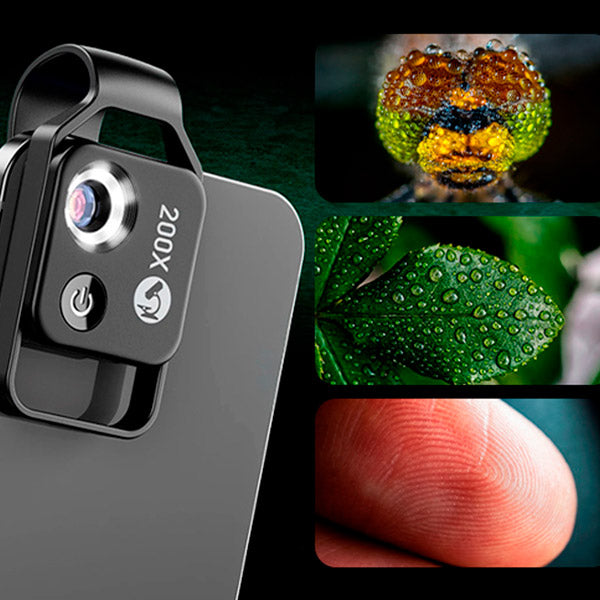 VisionScope Microscopio Mobile | Obiettivo Clip-On ad Alta Risoluzione 200x per Smartphone