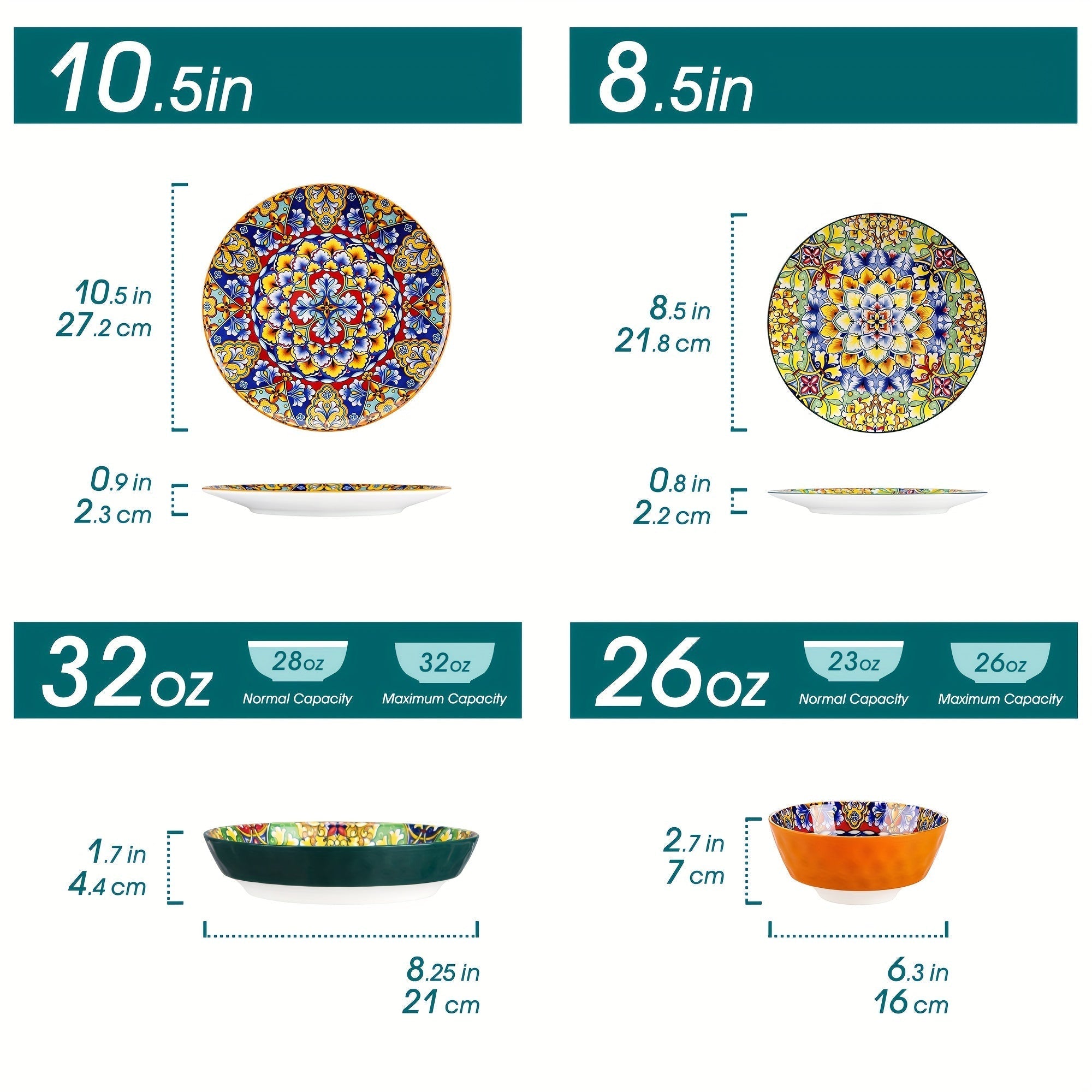 Set da Pranzo da 24 Pezzi – Ceramica in Stile Bohemien