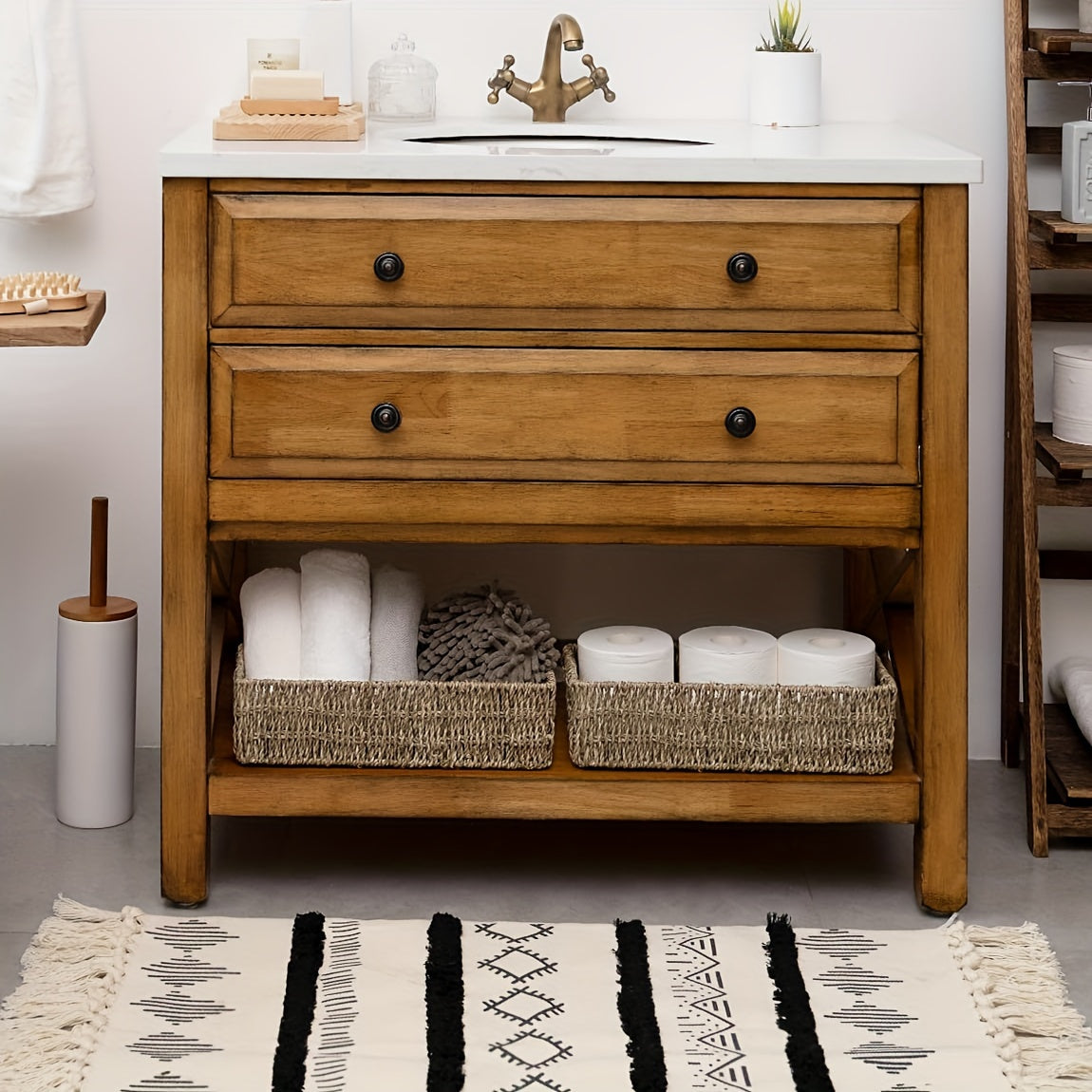 Cestino Portaoggetti in Erba Marina Fatta a Mano – Ideale per Bagno e Toilette