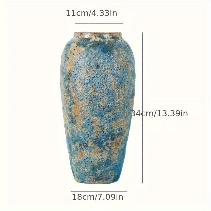 Vaso Ceramico Vintage Unico – Terracotta Blu Fatta a Mano per un Aspetto Autentico