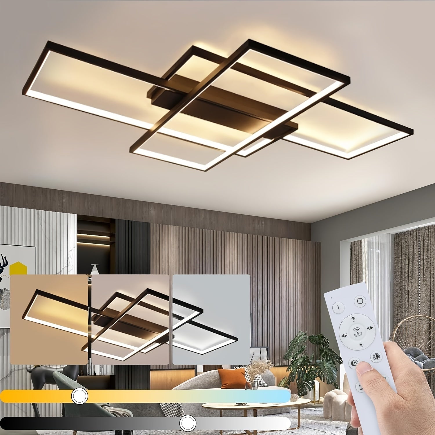 Moderna Lampada da Soffitto LED con Design Geometrico – Dimmerabile e con Telecomando