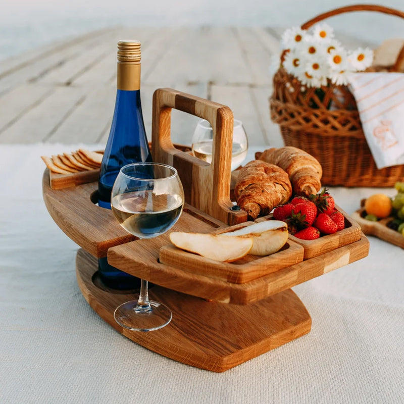 Elegante Tavolo da Picnic in Legno per Vino – Pratico e Lussuoso