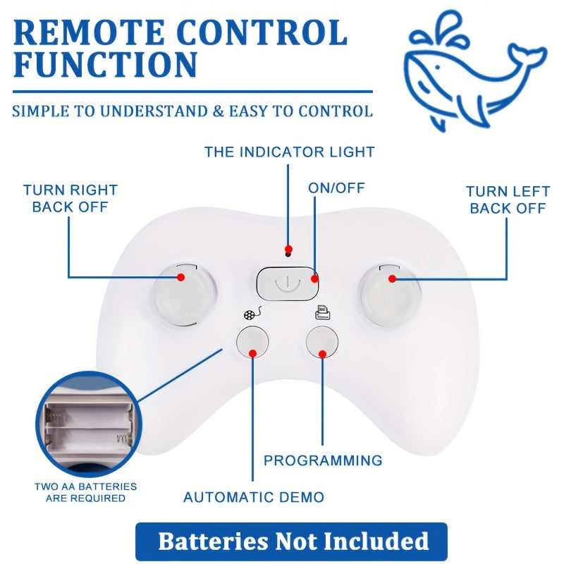 Squali Balena RC in scala 1:18 con Rotazione a 360°, Flessibilità a 180°, Luce LED Splashing, Controllo di Crociera Programmabile - Ricaricabile USB, Ideale per il Gioco Estivo dei Giovani e Regalo di Compleanno