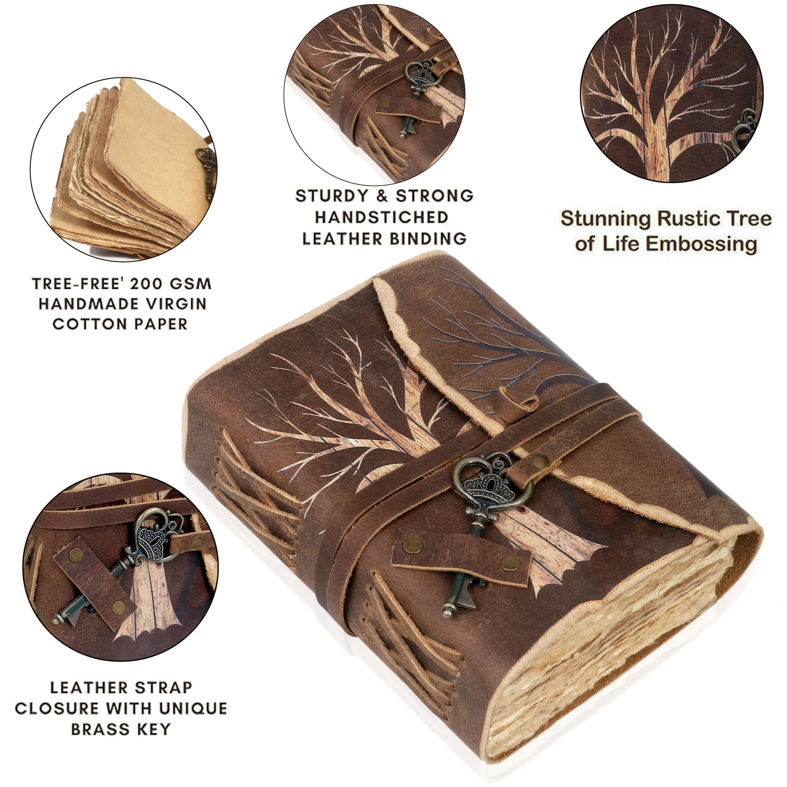 Quaderno Vintage Fatto a Mano con Aspetto in Pelle e Chiusura a Chiave – Per Menti Creative