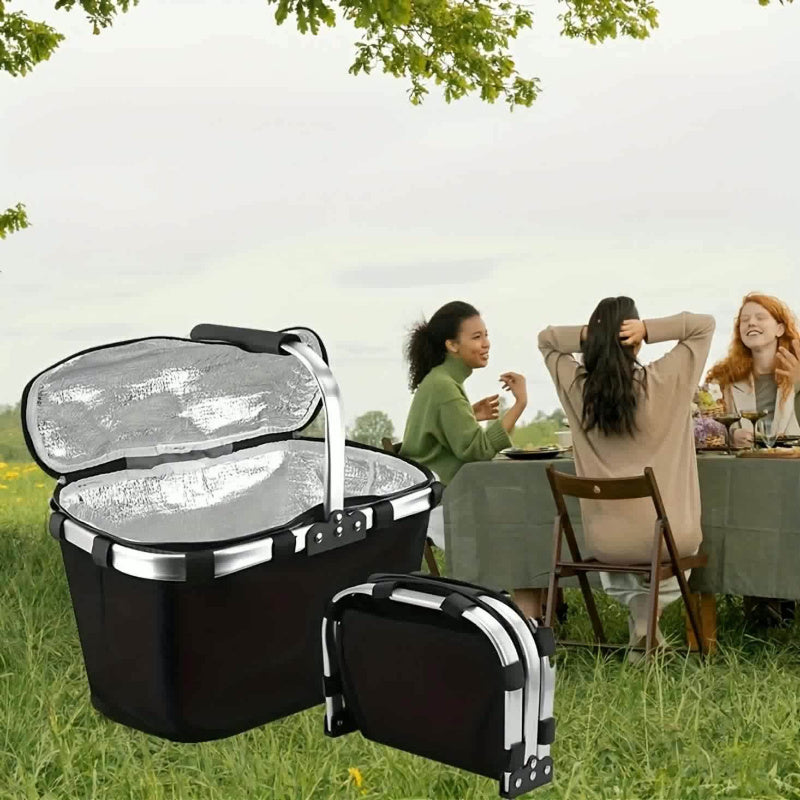 Cesto da Picnic Isolato Pieghevole – Durevole e Spazioso per Avventure Estive