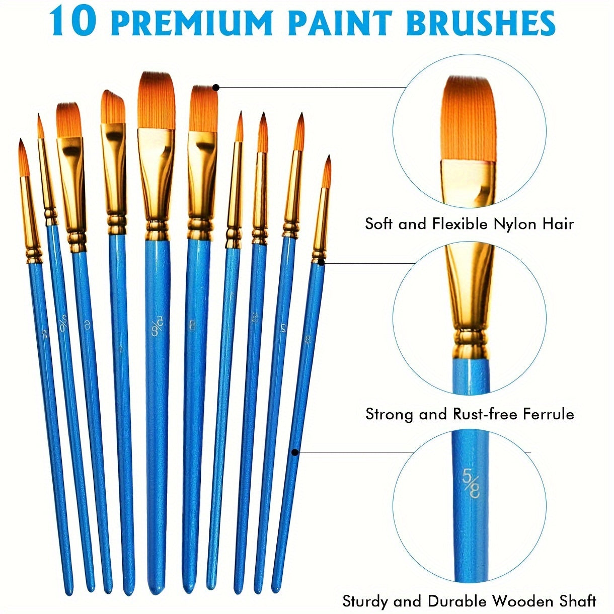 Set di Colori Acrilici – 28 Pezzi, Inclusi 18 Colori di Vernice Acrilica e 10 Pennelli