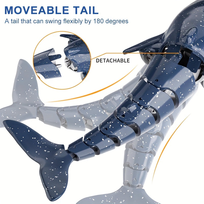 Squali Balena RC in scala 1:18 con Rotazione a 360°, Flessibilità a 180°, Luce LED Splashing, Controllo di Crociera Programmabile - Ricaricabile USB, Ideale per il Gioco Estivo dei Giovani e Regalo di Compleanno