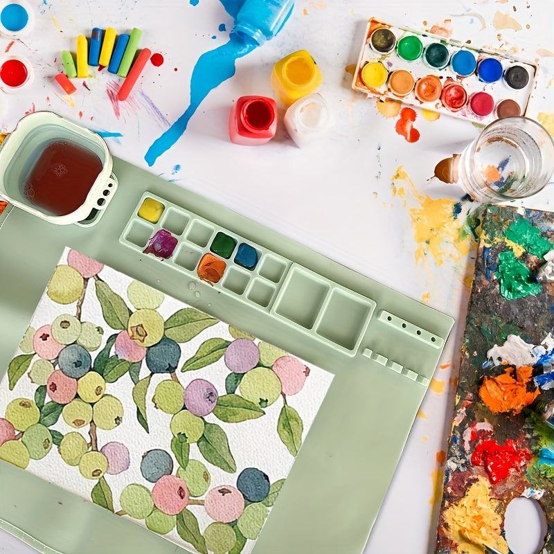 Tappetino da Pittura in Silicone con Paletta e Supporto per Pennelli – Durevole e Flessibile