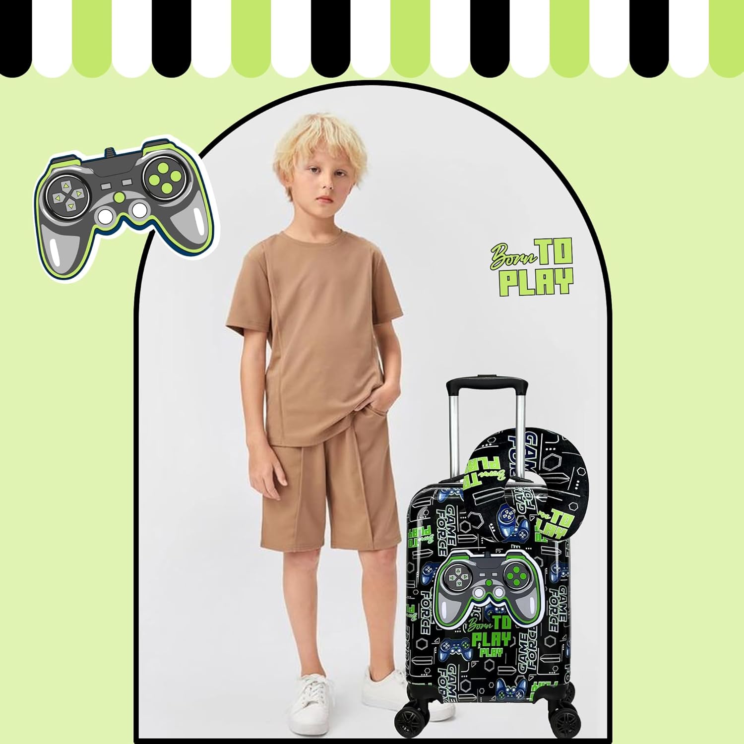 Set di Valigie Rigide per Bambini con Ruote Girevoli – 40 cm