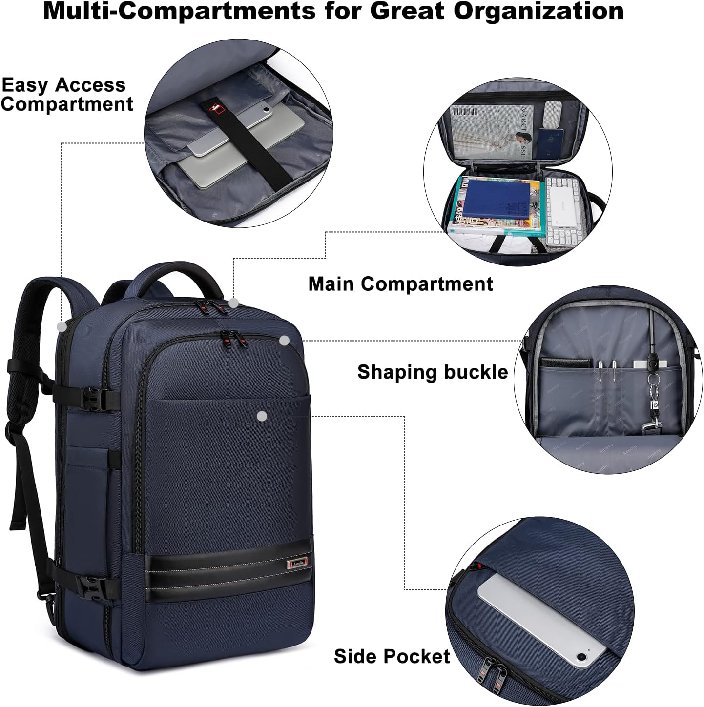 Zaino da viaggio impermeabile espandibile da 45–55L con scomparto per laptop da 46,5 cm