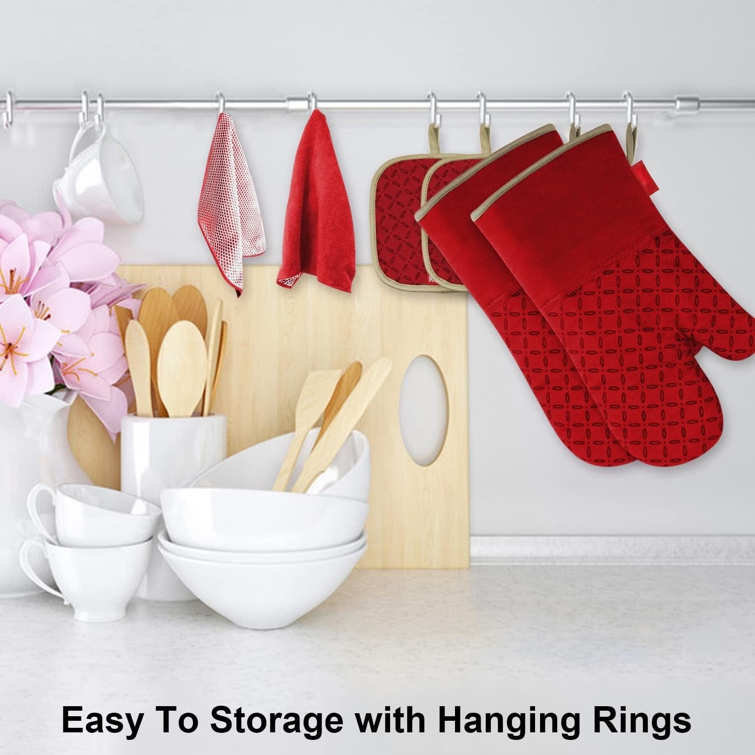 Set di guanti da forno e presine resistenti al calore da 6 pezzi