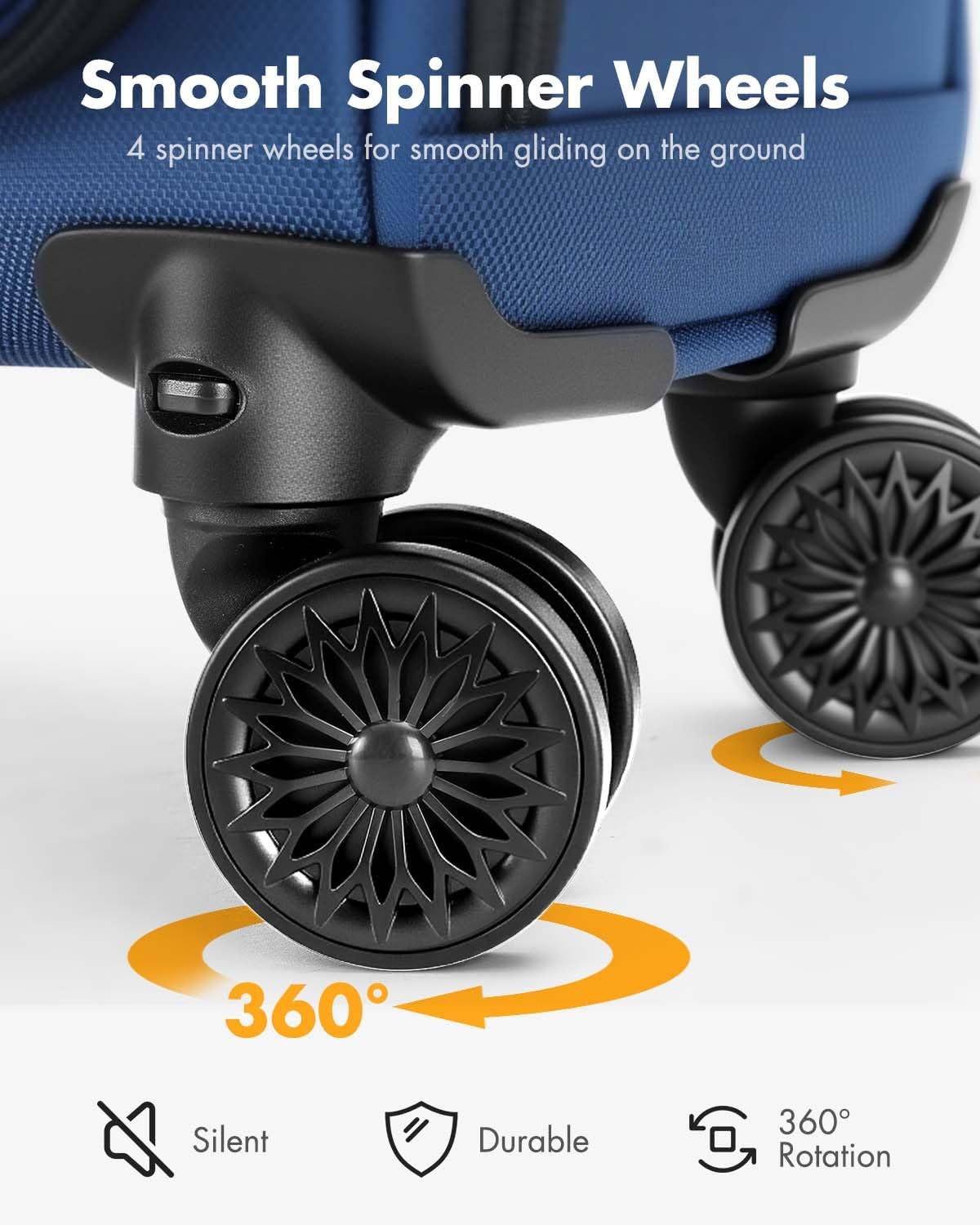 Bagaglio approvato dalle compagnie aeree da posizionare sotto il sedile, con ruote girevoli e scomparto per laptop