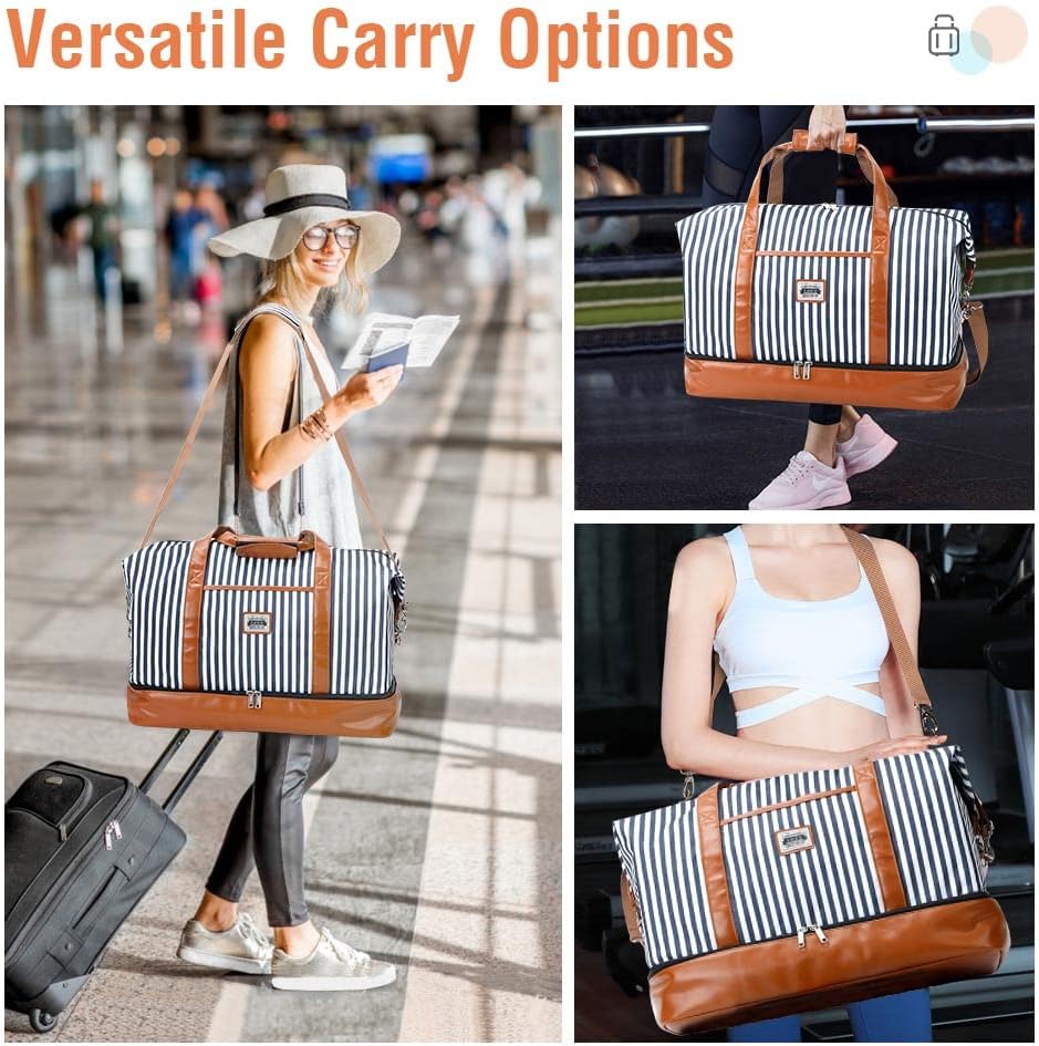 Borsa da viaggio impermeabile da weekend da 50L con scomparti per articoli da toeletta e scarpe